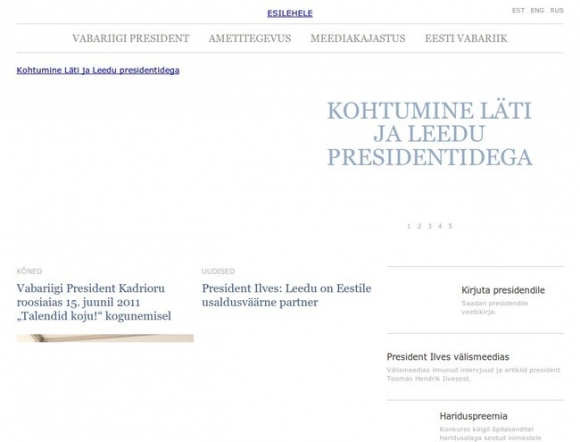 Eesti presidendi kodulehekÃ¼lg - Website of Estonian President