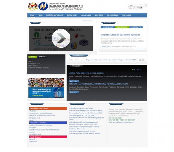 Laman Web Rasmi Bahagian Matrikulasi Kementerian Pelajaran Malaysia