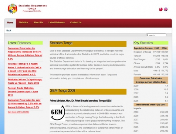 Main Government website - Tonga